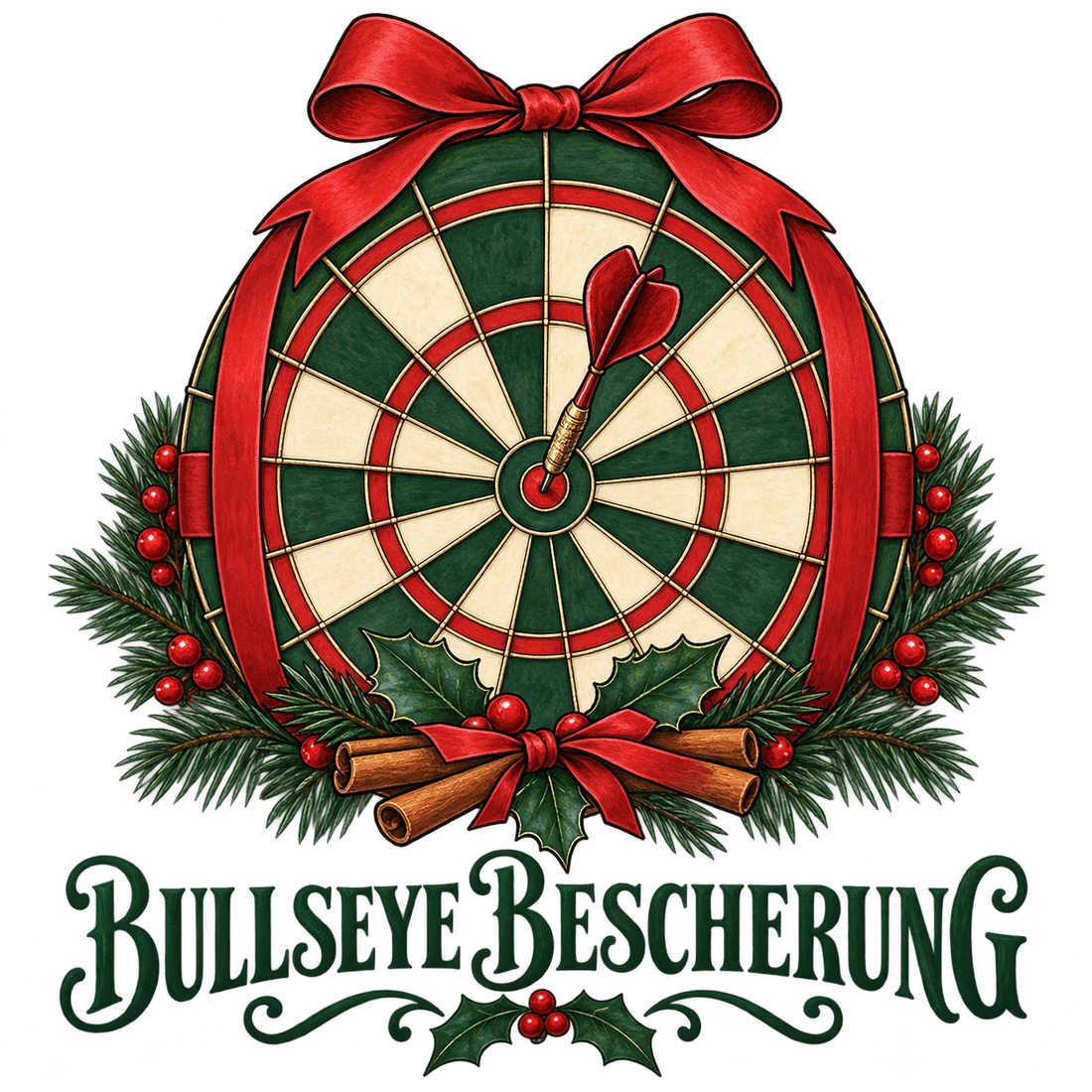 Festliche Dartscheibe mit Pfeil und Bullseye Bescherung