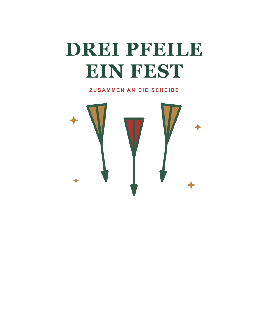 Drei Dartpfeile und Drei Pfeile ein Fest