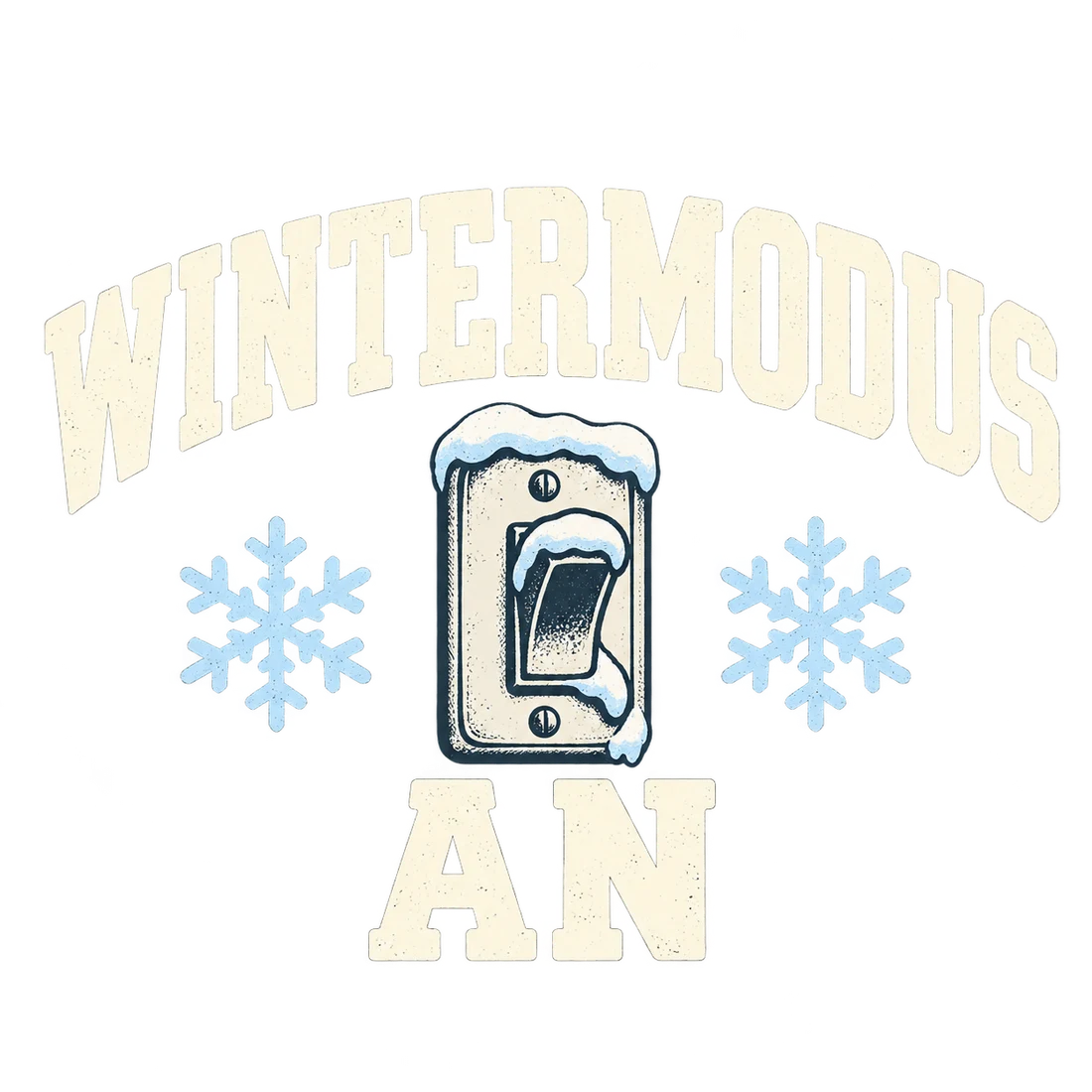 Verschneiter Schalter mit Schriftzug Wintermodus an
